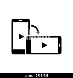 Rotate smartphone icon. Mobile screen with play button. Horisontal or vertical rotation Vector EPS 10 Stock Vector