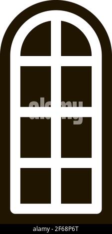 arched window consisting of square glasses icon Vector Glyph Illustration Stock Vector