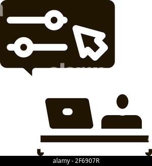 desktop movie maker icon Vector Glyph Illustration Stock Vector