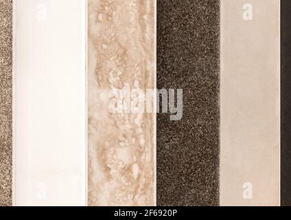 Samples of color decorative abstract interior design ceramic tiles texture background. Stock Photo