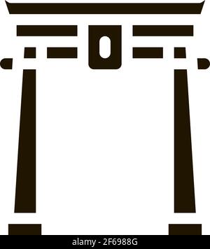chinese arch with columns icon Vector Glyph Illustration Stock Vector