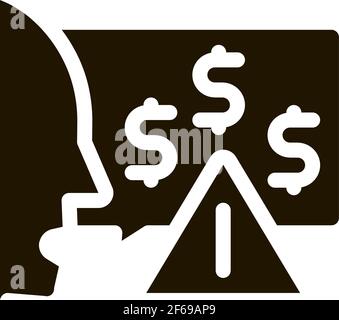 thought story man about monetary warnings icon Vector Glyph Illustration Stock Vector