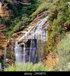 Wentworth Falls viewed from below Rocket Point, Blue Mountains National Park, New South Wales, Australia Stock Photo