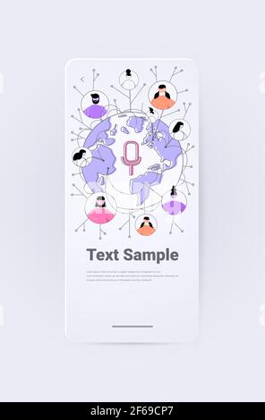 people communicating by voice messages audio chat application social media global communication Stock Vector