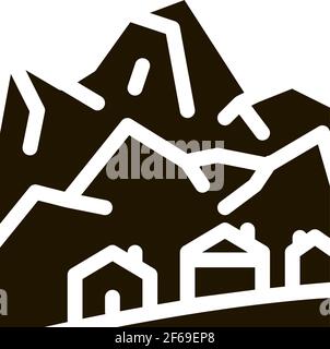 ski resort village icon Vector Glyph Illustration Stock Vector
