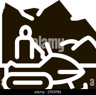 snowmobile winter transport icon Vector Glyph Illustration Stock Vector