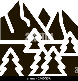 snowy mountain and forest nature icon Vector Glyph Illustration Stock Vector
