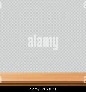Large table top solid wood texture, transparent background - Vector illustration Stock Vector