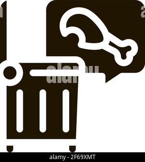 chicken food in trash container icon vector outline illustration Stock ...