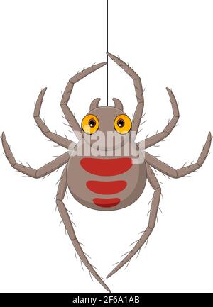 Cartoon spider hanging on a web Stock Vector