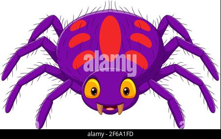 Cartoon purple spider on white background Stock Vector