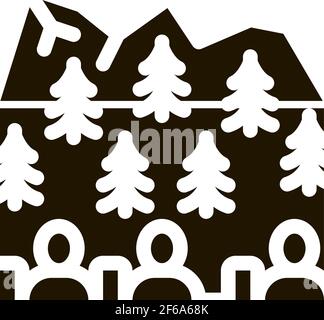 people in mountain forest icon Vector Glyph Illustration Stock Vector