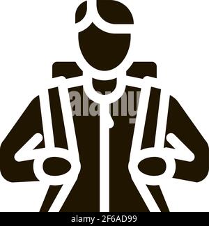 man traveler with backpack icon Vector Glyph Illustration Stock Vector
