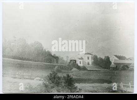 Western gable of old banana station houses and Banhallen in Söderhamn. Stock Photo