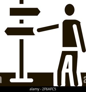 human direction pillar icon Vector Glyph Illustration Stock Vector