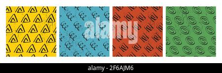 Seamless patterns with painted brush strokes. Stock Vector
