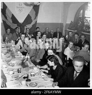 State Railways, SJ Printing in TomTeBoda celebrates 30 years anniversary. The staff from the ticket and form office. Stock Photo