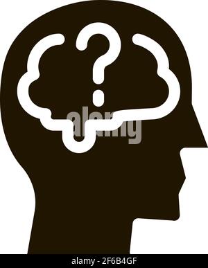 brain question mark icon Vector Glyph Illustration Stock Vector