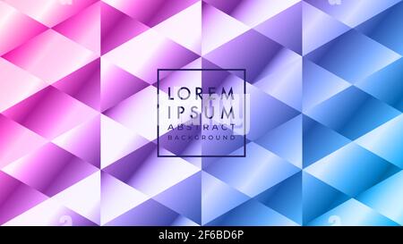 Vector illustration of metallic triangle and diamond shape pattern. pink purple blue soft color gradient. Multicolor abstract geometric background des Stock Vector