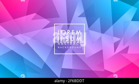 Random patch pattern vector illustration. Magenta pink blue purple multicolor gradient. Abstract geometric background design template. Stock Vector