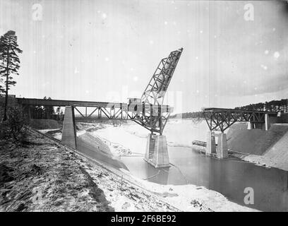 The new flap bridge will soon be ready for traffic. In the background, the swing bridge is visible for the oldest railway line. Stock Photo