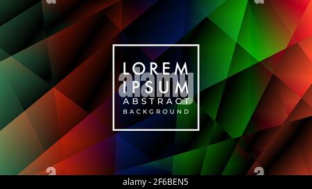 Random geometric pattern vector illustration. Dark multicolor gradient. Abstract patch background design template. Black green red orange blue Stock Vector