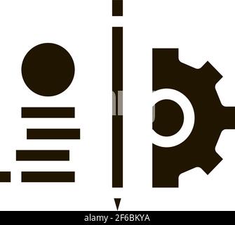 coin heap pen and mechanical gear icon Vector Glyph Illustration Stock Vector