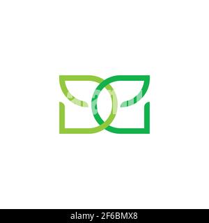 letter de leaf natural colorful geometric logo vector Stock Vector