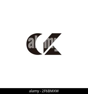 letter ck simple geometric design curve line logo vector Stock Vector