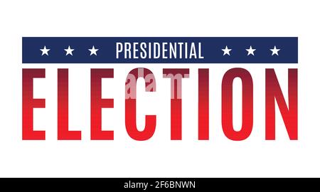 Vector illustration banner. Presidential election in 2020. Red, blue colors, white background and stars. Stock Vector