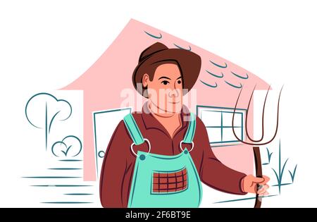 Vector farmer in shadow of sharp lines style Stock Vector