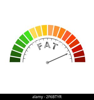 Gradient scale. Fat level measuring device icon. Sign tachometer, speedometer, indicators. Infographic gauge element. Stock Vector