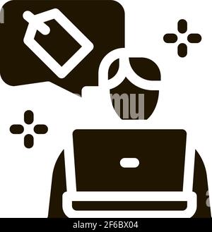 human internet buy product label icon Vector Glyph Illustration Stock Vector