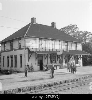 Heby station. The station was built in 1874. In 1934, the station house was remodeled. Mechanical gear interlock. Stock Photo