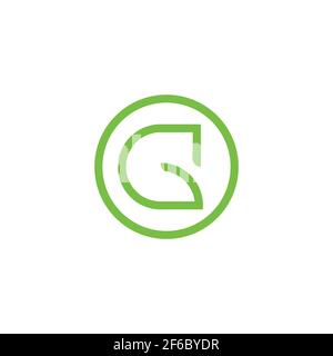 letter g leaf thin line geometric circle logo vector Stock Vector