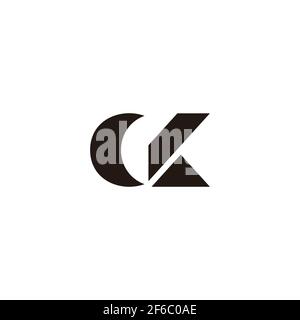 letter ck simple geometric design curve line logo vector Stock Vector