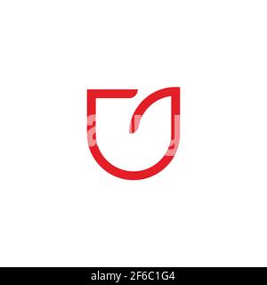 letter uj simple geometric linked line logo vector Stock Vector