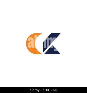 letter ck moon shape abstract geometric symbol vector Stock Vector