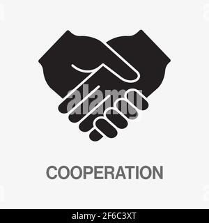 Handshake glyph icon. Vector illustration on white. Stock Vector