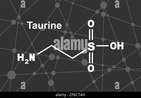Skeletal formula of taurine. Amino acid molecule. Lines and dots connected background Stock Vector