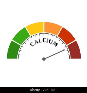 Gradient scale. Calcium level measuring device icon. Sign tachometer, speedometer, indicators. Infographic gauge element. Stock Vector