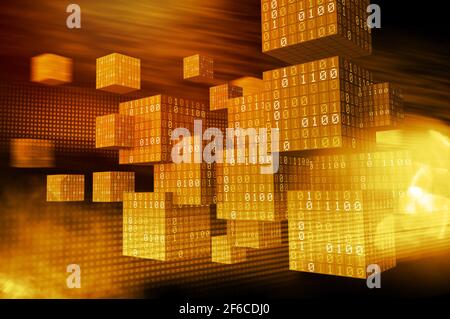 Blockchain technology binary crypto currency digital data moving 3d concept Stock Photo