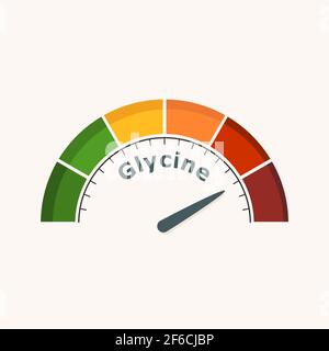 Scale with arrow. The Glycine measuring device. Sign tachometer, speedometer, indicator. Stock Vector
