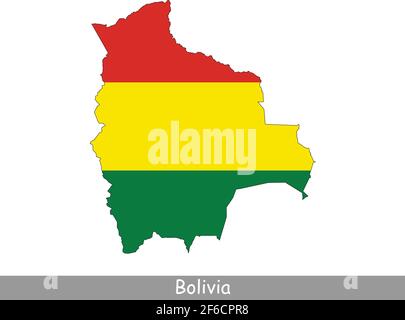 Bolivia Map Flag. Map of Bolivia with the Bolivian national flag isolated on white background. Vector illustration. Stock Vector