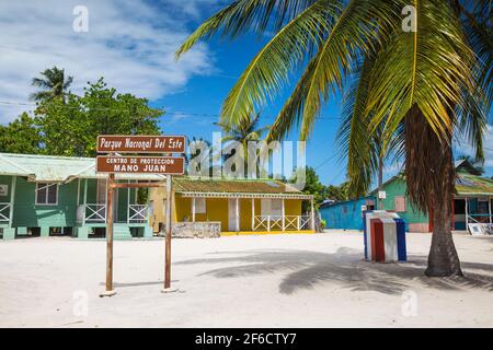 Dominican Republic, Punta Cana, Parque Nacional del Este, Saona Island, Beach at Mano Juan, a picturesque fishing village Stock Photo