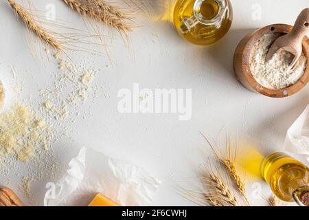 Baking frame copyspace background with ingredients Stock Photo