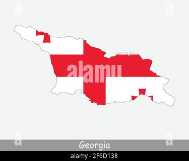 Georgia Map Flag. Map of Georgia with the Georgian national flag isolated on white background. Vector Illustration. Stock Vector