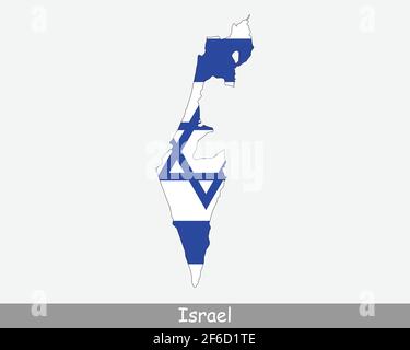Israel Map Flag. Map of the State of Israel with the Israeli national flag isolated on white background. Vector Illustration. Stock Vector