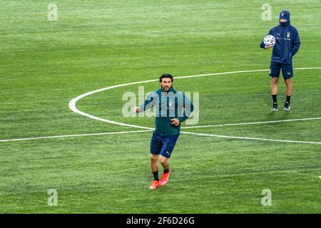 Italy team and Bologna player Soriano during the training before Lithuania - Italy, Qatar 2022 World Cup qualifying match Stock Photo
