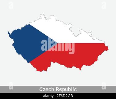 Czech Republic Map Flag. Map of Czechia with the Czech national flag isolated on white background. Vector Illustration. Stock Vector